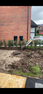 Image showing the excavation of our latest resin project. The existing driveway was excavated down to a depth of 250mm. Resin bound manchester